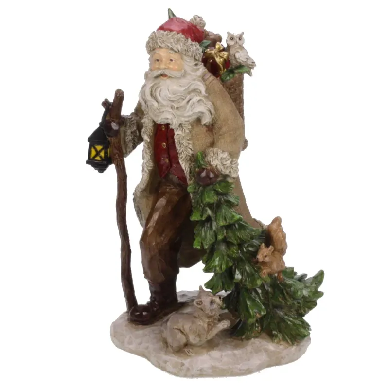 kerstman met dieren en kerstboom